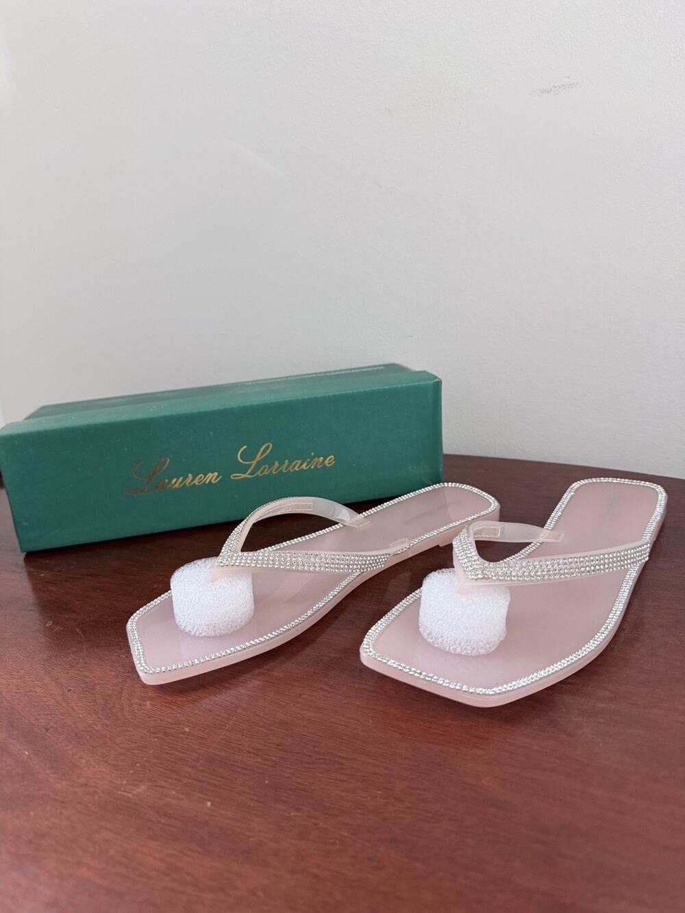 Lauren Lorraine Tampa Pink Bling Sandals Size 9 Bling Flip Flops